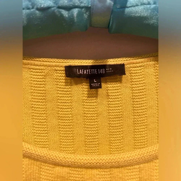 LAFAYETTE 148 Stripped Chartreuse Sweater / Size Large/ - Picture 3 of 6